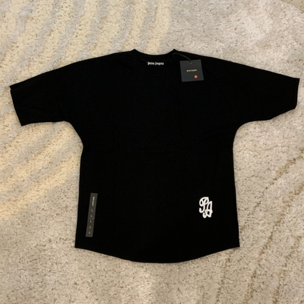 Palm Angels Baseball Font PA Logo Black T-Shirt Mens Size Large